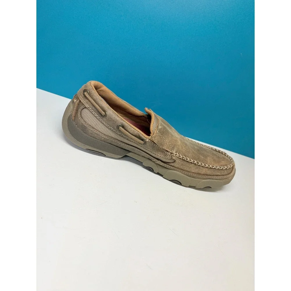 Twisted X Mens 10M Slip On Moc Soft Toe Bomber Leather Loafers MDMS002 Brown